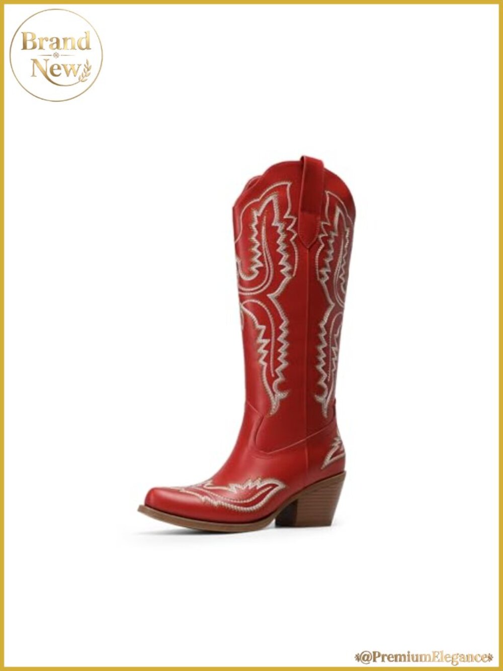 Knee High Cowboy Western Boots for Women Square Toe Embroidery